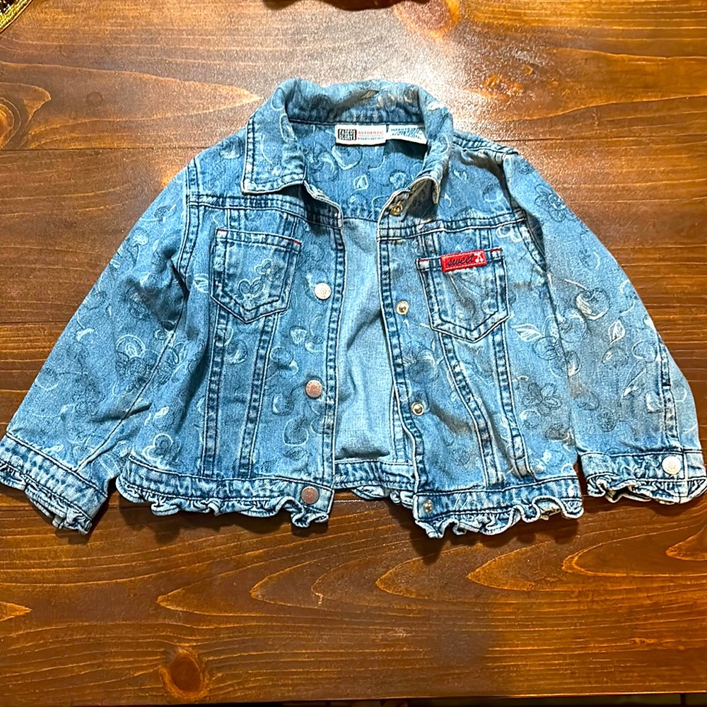 18 month Jean Jacket with flowers 🌸 and cherries 🍒